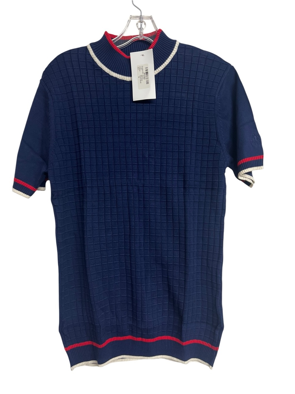 New Men's Madcap England Ripley Retro Grid Jacquard Short-Sleeve Turtleneck Top